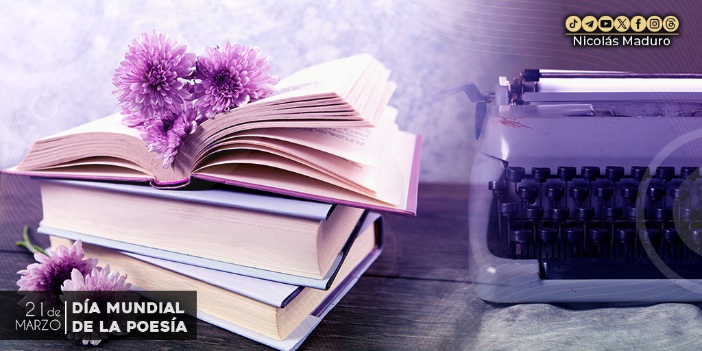 Feliz Día Mundial de la Poesía a quienes aprecian y se conmueven con ella, en especial a las poetisas y poetas que reviven tradiciones y transmiten emociones, uniendo a personas, en todos los continentes, a través del arte, la creatividad, la cultura, la historia y la diversidad