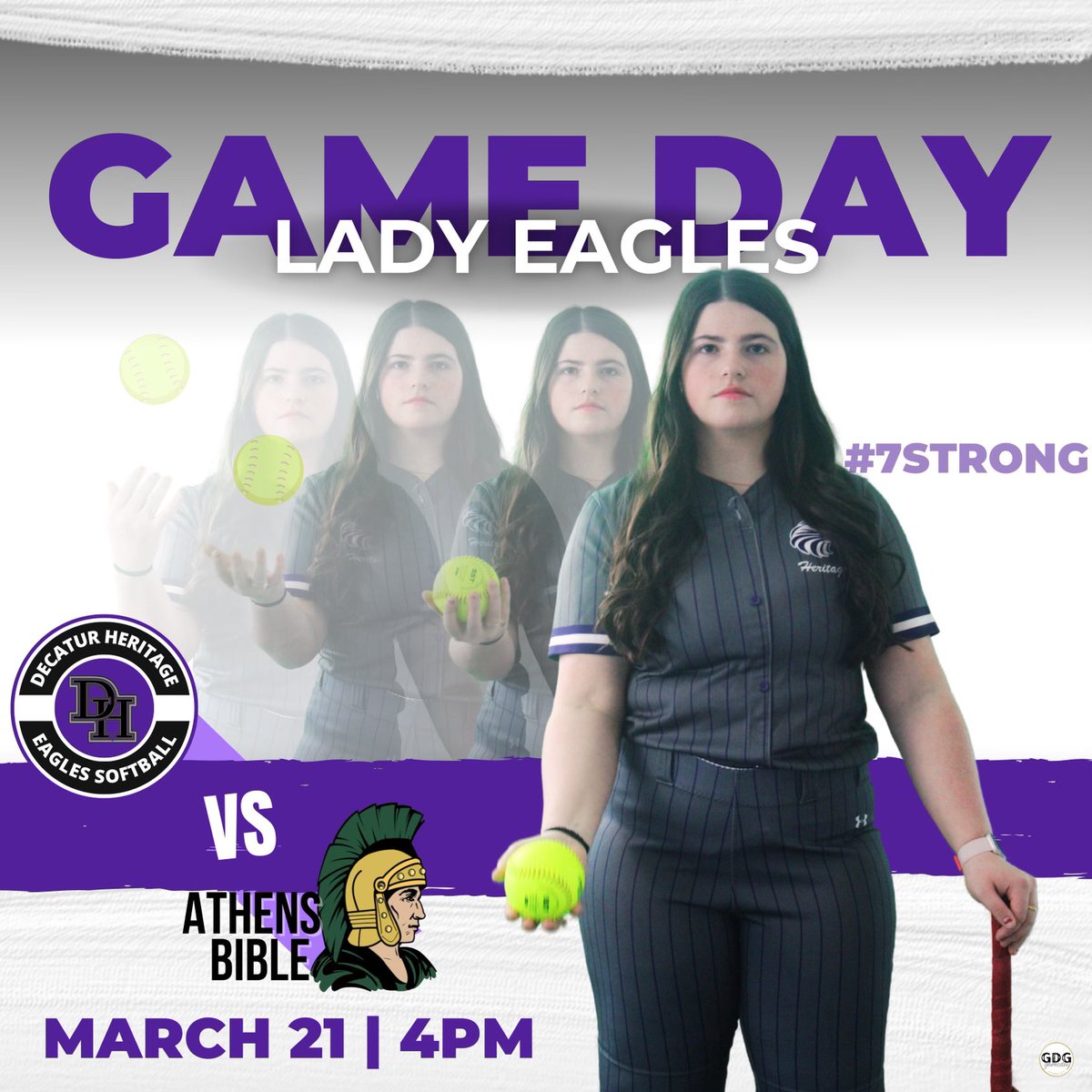 Come out and  watch the Lady Eagles @ home today! 💜🦅🥎 #7STRONG