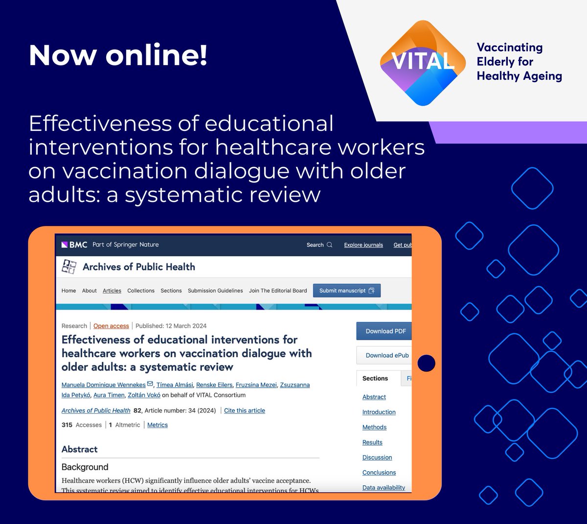 VITAL (@vital_europe) on Twitter photo 🔍 New Research Alert! #Healthcareworkers play a crucial role in older adults' #vaccineacceptance. Our systematic review explores effective educational interventions for them to better engage in vaccination discussions with seniors 💉obi41.nl/5bwyyzrf #ElderlyVaccination 🔍 New Research Alert! #Healthcareworkers play a crucial role in older adults' #vaccineacceptance. Our systematic review explores effective educational interventions for them to better engage in vaccination discussions with seniors 💉obi41.nl/5bwyyzrf #ElderlyVaccination