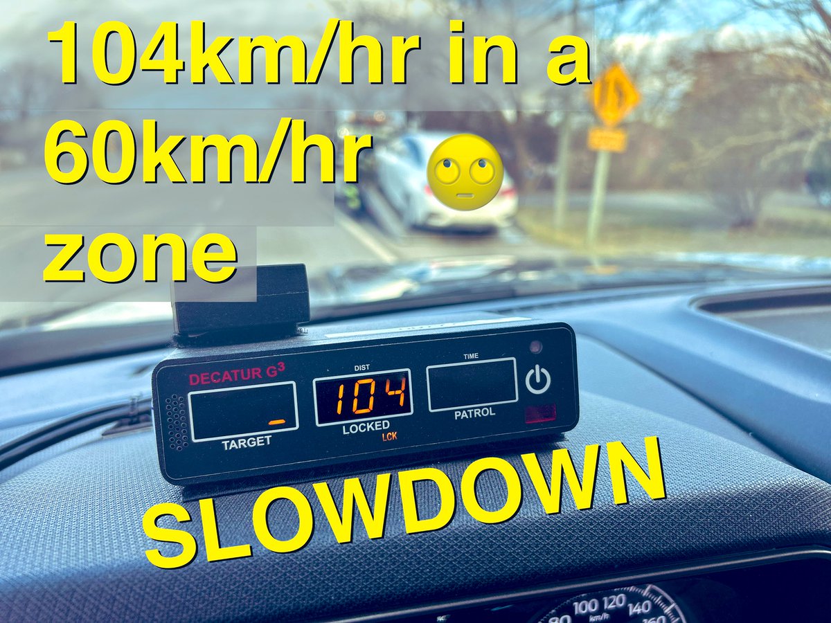 Another driver was #caught doing 104km/hr on Dundas West which is a 60km/hr zone. The driver was charged with #StuntDriving. The driver was issued:
• A court date
• A #30DayLicenceSuspension
• A #14DayVehicleImpound 
PLEASE #slowdown