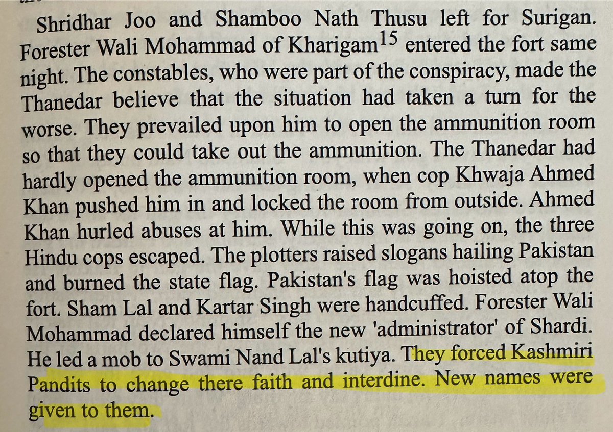 First hand account when #KashmiriHindus had to leave #Sharda as a result of Pakistan’s invasion thru’ their Kabali Proxy in 1947… read the highlighted last line…