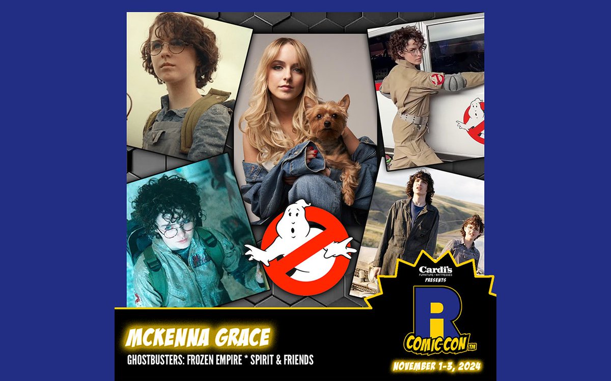 Please welcome @mckennagraceful to #RICC2024! She is best known as Phoebe Spengler in Ghostbusters: Afterlife and the upcoming Ghostbusters: Frozen Empire. Other credits include Spirit & Friends, Designated Survivor, and Young Sheldon. Buy your tickets now! #Ghostbusters