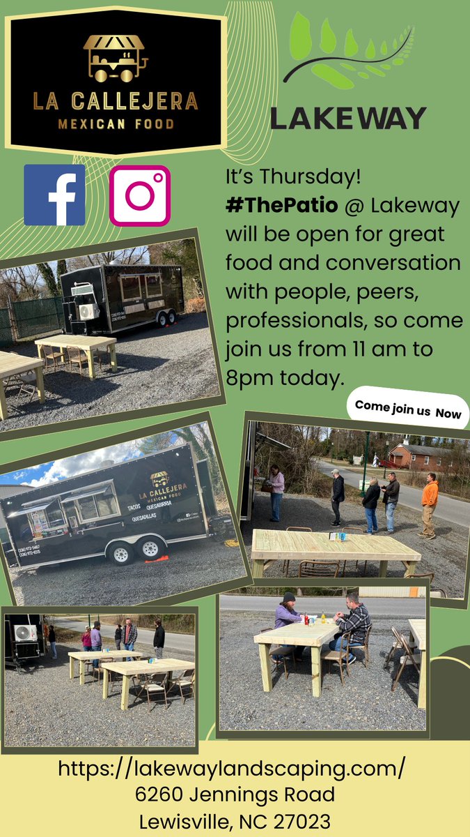 🚨It's Thursday🚨 Come join us, #ThePatio at LAKEWAY will be open 10 to 8pm
Call or text to order ☎️3369725487