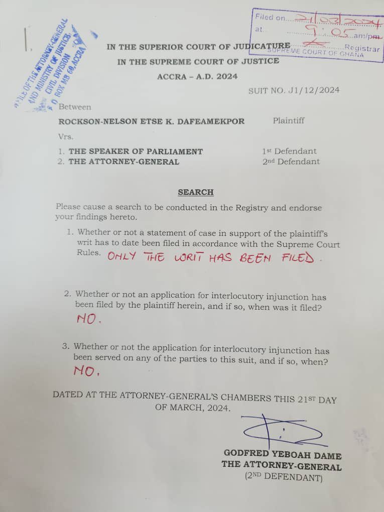 LATEST FROM THE ATTORNEY GENERAL ON SPEAKER BAGBIN’S STATEMENT CONCERNING MINISTERIAL NOMINEES. 

Please find attached a letter authored by the Attorney General, the Hon. Godfred Yeboah Dame, on the Speaker’s statement that vetting of ministerial nominees shall not take  place: