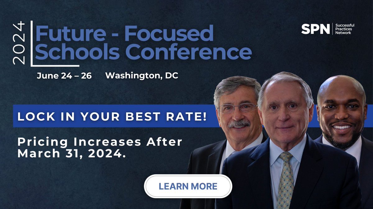 Don't miss out! Secure the best pricing for the 2024 Future-Focused Schools Conference before March 31st. Learn more & register: lnkd.in/ep5cpFUh  
#FFSC24