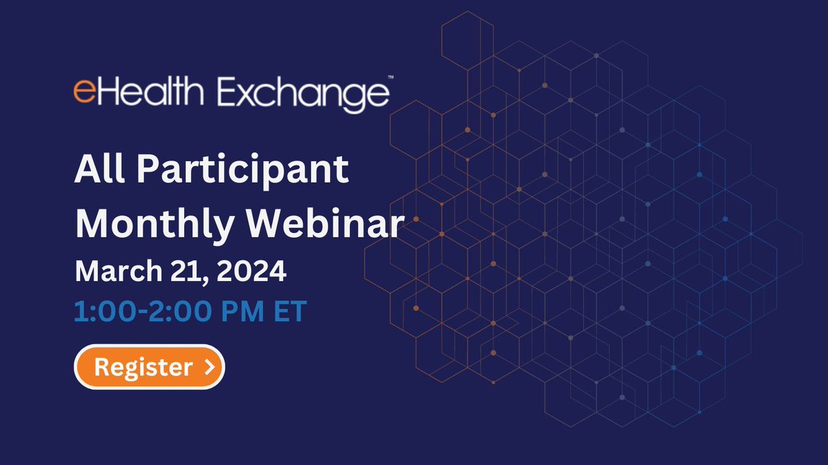 As a reminder, the eHealth Exchange All Participant Call is TODAY from 1-2pm Eastern. If you have not yet registered, please join us: buff.ly/3woQDCI #datasharing #eHXnetwork