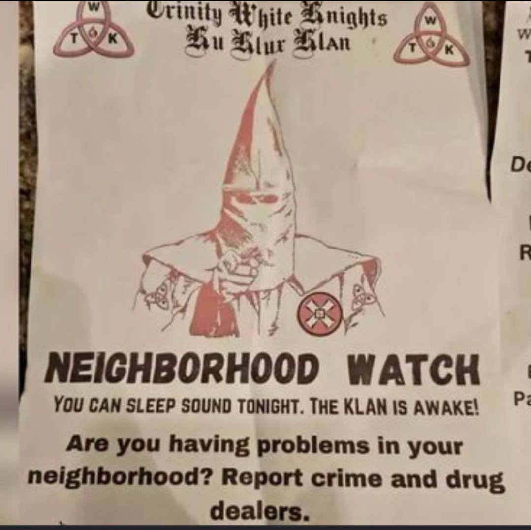 _rayten0's tweet photo. Several people in Chillicothe woke up Sunday morning to find fliers, apparently from the Ku Klux Klan, on their vehicles outside their homes.

The fliers, obtained by 10TV, contain graphic and racist content, and include information for the Trinity White Knights of the Ku Klux Ky https://t.co/tBcdTMupKy