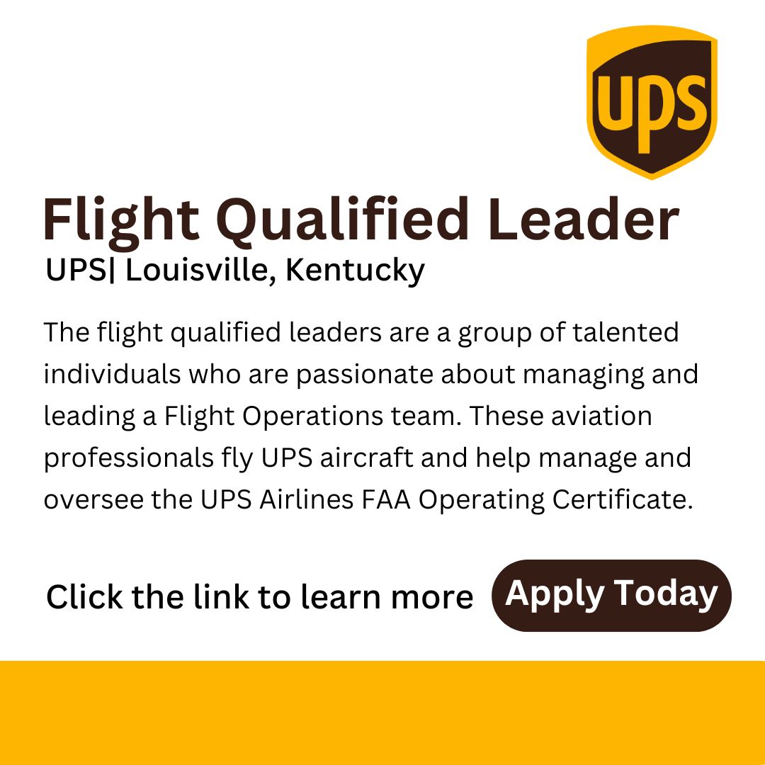 💼 JOB ALERT | To learn more about the Flight Qualified Leader position with UPS, click the link. jobs-ups.com/job/louisville…
