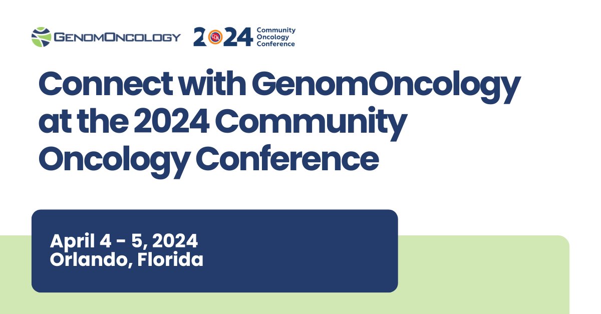 Connect with the GenomOncology team whale onsite at #COA2024 to learn more about how GenomOncology’s precision oncology solutions can enhance your precision oncology data enablement and analysis within your practice. Schedule a meeting today: ow.ly/LpIn50QSHYS