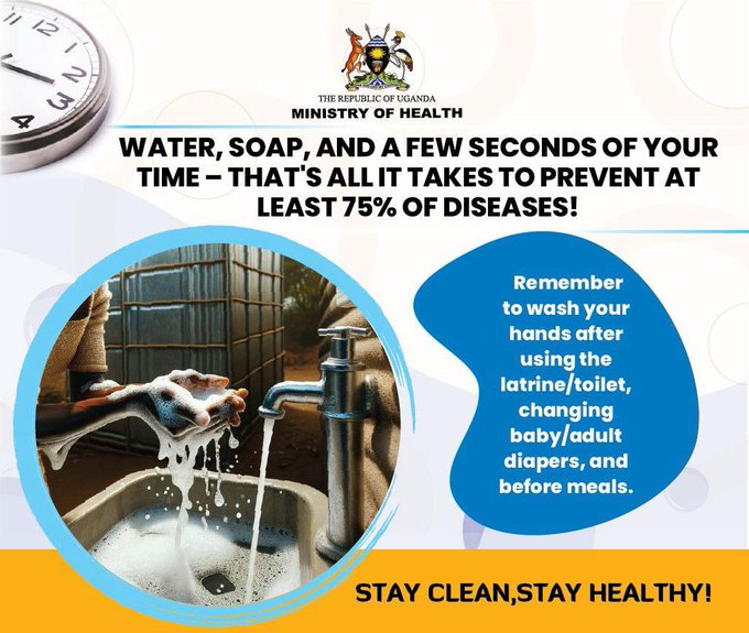 Wami Quality Consults (@wamiconsults) on Twitter photo Handwashing is a simple act that can prevent the spread of diseases. Join us in promoting regular handwashing with soap and water to keep ourselves and our communities healthy.
#SanitationWeekUG
#CleanUganda24
📸<a href="/MinofHealthUG/">Ministry of Health- Uganda</a> Handwashing is a simple act that can prevent the spread of diseases. Join us in promoting regular handwashing with soap and water to keep ourselves and our communities healthy.
#SanitationWeekUG
#CleanUganda24
📸<a href="/MinofHealthUG/">Ministry of Health- Uganda</a>