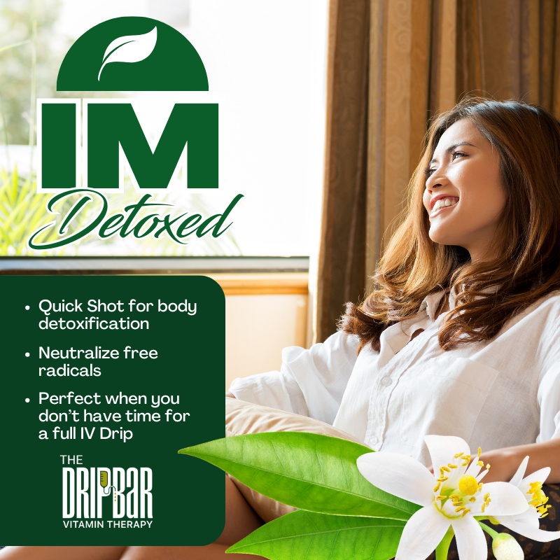 dripbarfoxboro's tweet photo. The IM Detoxed is your own personal reset button, a quick shot that neutralizes free radicals and detoxifies the body for a fresh start. (Not intended to diagnose, treat, cure, or prevent any disease. Please see FDA Disclaimer on our website.) #Foxboro https://t.co/ZEuou8JMNX