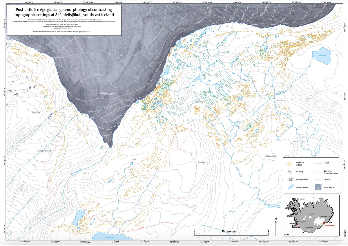 'Post-little ice age glacial geomorphology of contrasting topographic settings at Skálafellsjökull, southeast Iceland' by Walton et al. @Geog_sarah, @DrNaomiHolmes, @GIS_Geomorpho Full open access article here: doi.org/10.1080/174456…