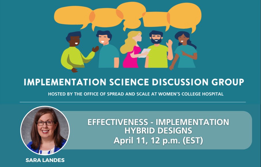 CHILD-BRIGHT Network (@childbrightnet) on Twitter photo Don’t miss the next <a href="/WCHResearch/">Women's College Hospital | Research</a> #ImplementationScience discussion group, “Effectiveness - Implementation, Hybrid Designs,” with psychologist & researcher <a href="/SJLandes/">Sara J. Landes, PhD</a>! April 11, 12 p.m. EST: bit.ly/43jjJjn Don’t miss the next <a href="/WCHResearch/">Women's College Hospital | Research</a> #ImplementationScience discussion group, “Effectiveness - Implementation, Hybrid Designs,” with psychologist & researcher <a href="/SJLandes/">Sara J. Landes, PhD</a>! April 11, 12 p.m. EST: bit.ly/43jjJjn