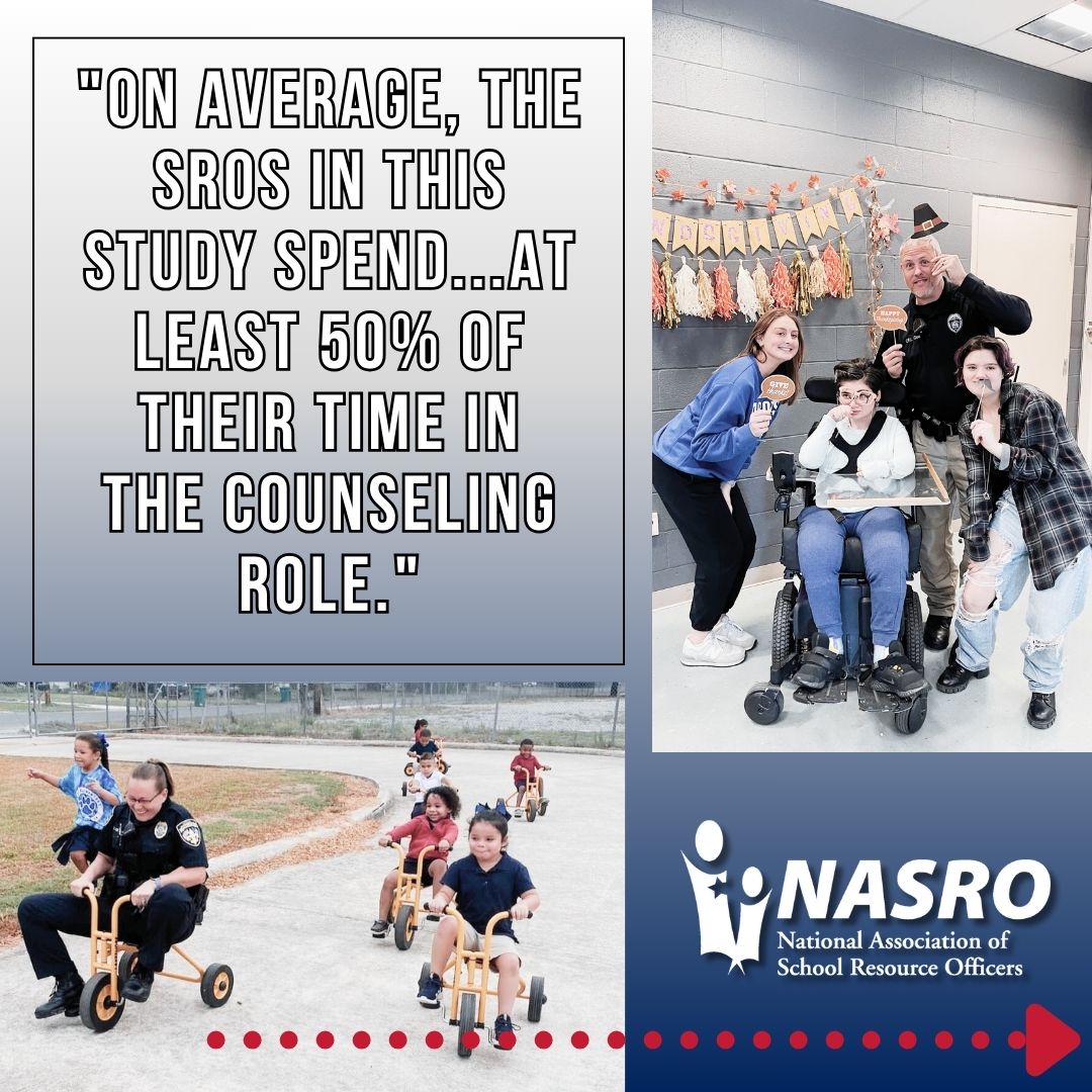 NASRO_Info's tweet photo. Under the NASRO Triad model, SROs are trained to serve as informal counselors, public safety educators, &amp; law enforcement - all essential components.

Source: "An Exploration of the Mental Health Literacy of School Resource Officers", J. Tumulonis, University at Buffalo, 2022. https://t.co/tv2kpMyEOB