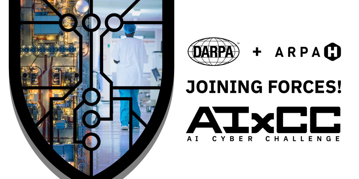 NEW: We’re partnering w/ @DARPA on the Artificial Intelligence Cyber Challenge (AIxCC) to safeguard the nation’s health care infrastructure from cyberattacks. AIxCC will assemble the best in AI & cybersecurity to defend software on which Americans rely. arpa-h.gov/news-and-event…