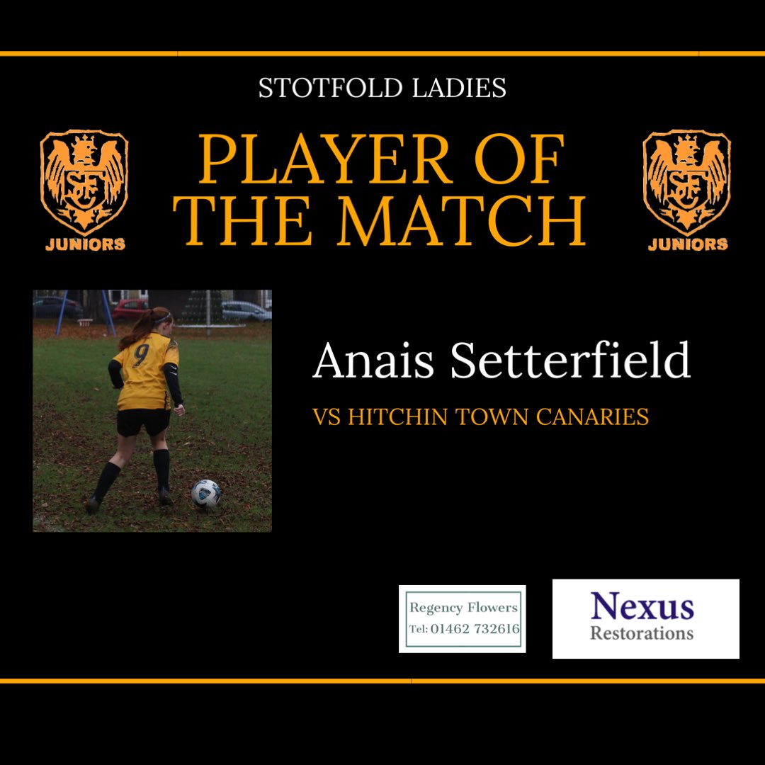 Very late potm report for our previous game:

This player has recently changed her position playing more central &amp; she has excelled. She made some excellent runs &amp; was a constant threat to the defence. Gaining 2 well deserved goals &amp; an excellent assist. This weeks potm is Anais