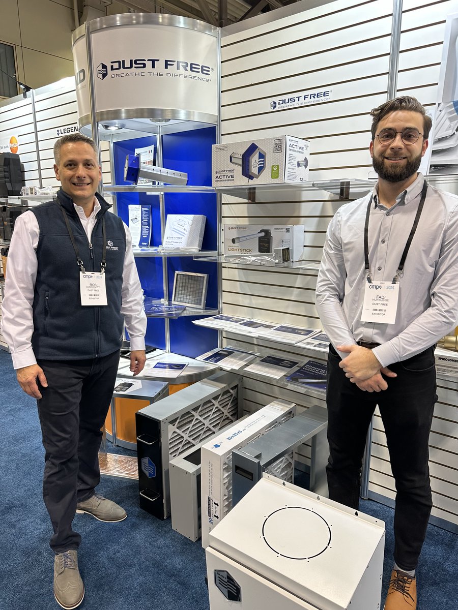 DUSTFREETX's tweet photo. Don't miss a fantastic opportunity today to meet Dust Free's team Fadi Hurtubise and Rob Ambrosetti at the Canadian Mechanical &amp; Plumbing Expo (#CMPX) in Toronto! Visit booth #1209

#CMPX24 #CMPX #CMPXShow2024 https://t.co/IDujiN7rxB
