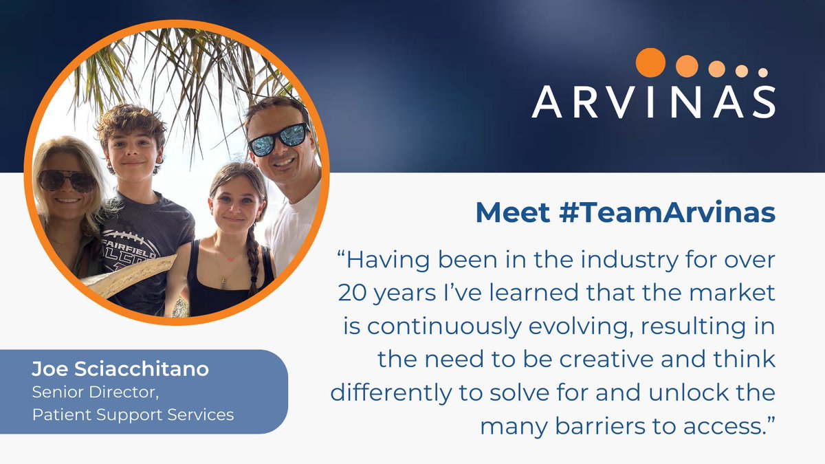 When he’s not looking for ways to develop an innovative patient support service platform, Sr. Dir, Patient Support Services Joe Sciacchitano likes to keep active & enjoys watching his kids play sports. See what it’s like to be a part of #TeamArvinas: rb.gy/rm3e7q