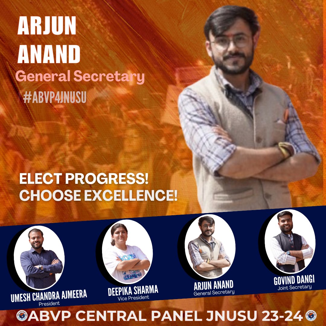 AbvpBeed's tweet photo. ABVP's vision for JNU includes equal opportunities, inclusive policies, and a vibrant academic community. Vote for a better future, vote for ABVP!

#ABVP4JNUSU https://t.co/La9slQ1Y7Z