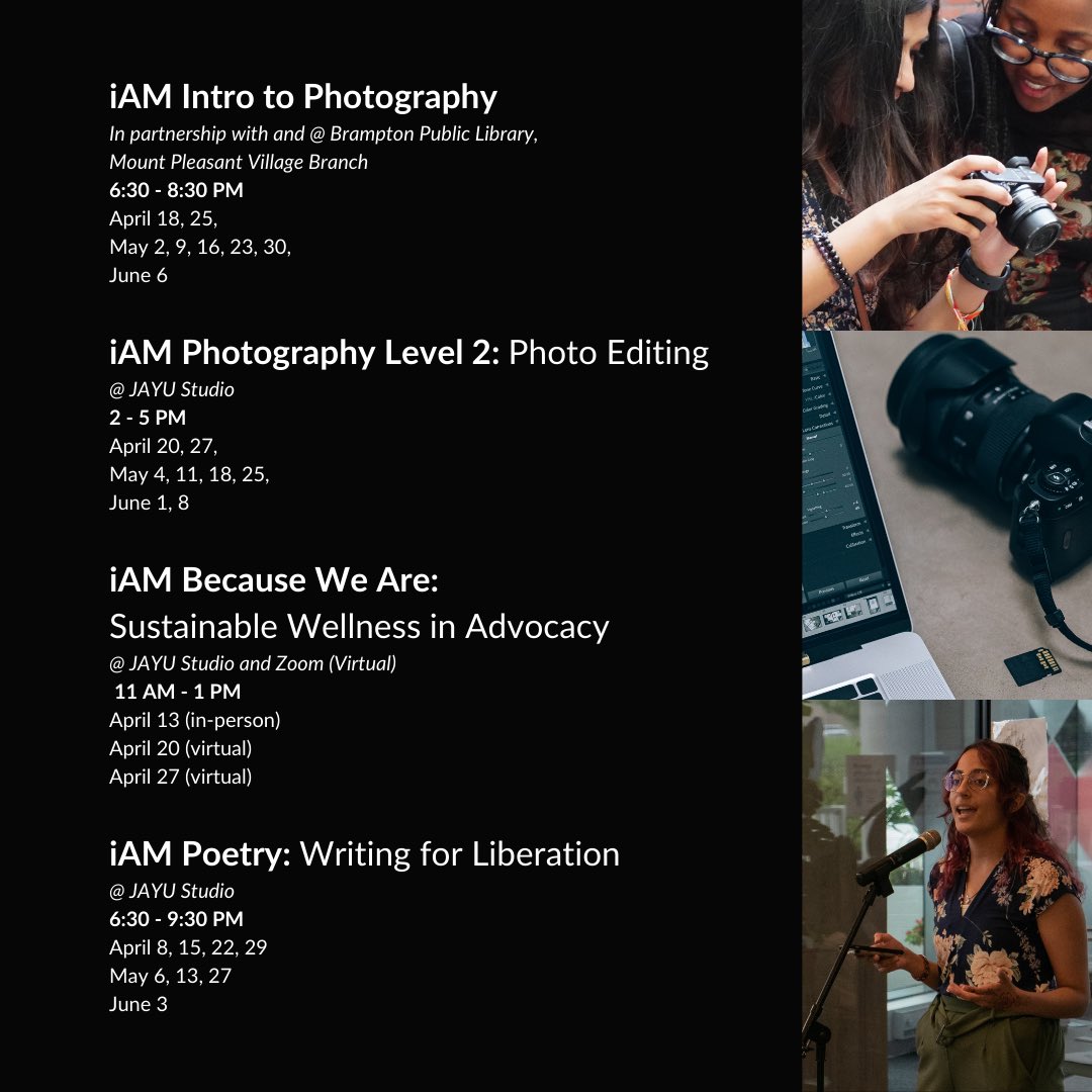 JayuCanada's tweet photo. Calling all youth artists! Our iAM program registration is now open 🎉 https://t.co/fRghUFfrm6

#photography #photoediting #wellness #writing https://t.co/LhWFtS9Dht