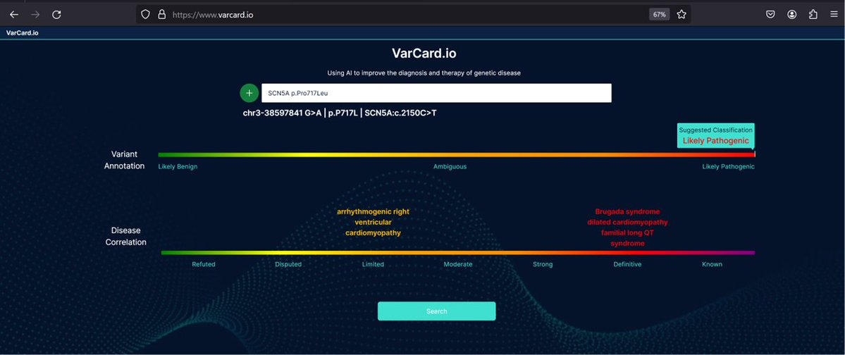 📣New from varcard.io 🎉 We are now providing you with the @ClinGenResource curated gene-disease correlation(s). For any gene variant searched, lower bar will provide all known clinical correlation graded. #cardiotwitter #CancerResearch #Genetics #geneticmedicine