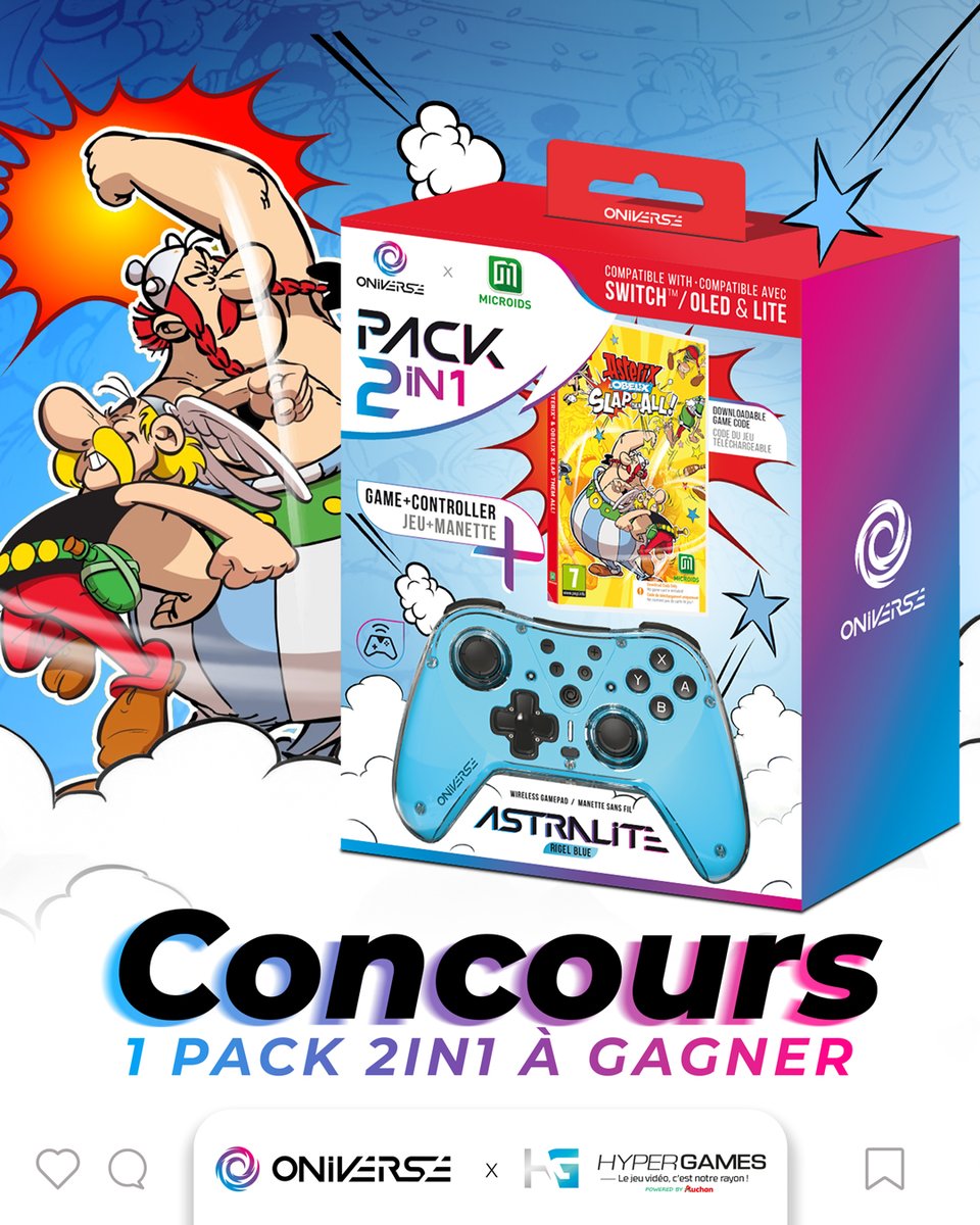 Hypergames Auchan (@hypergamesa) on Twitter photo #Concours 📷
Besoin d’une manette sans fil pour ta Nintendo Switch ?
Tente de remporter ce pack 2in1 avec le jeu Astérix & Obélix pour relever des défis entre amis et envoyer valser des Romains ! 🎮
➡️RT + FOLLOW <a href="/HypergamesA/">Hypergames Auchan</a>
➡️COMMENTE AVEC LE #2IN1
TAS LE 12/04. #Concours 📷
Besoin d’une manette sans fil pour ta Nintendo Switch ?
Tente de remporter ce pack 2in1 avec le jeu Astérix & Obélix pour relever des défis entre amis et envoyer valser des Romains ! 🎮
➡️RT + FOLLOW <a href="/HypergamesA/">Hypergames Auchan</a>
➡️COMMENTE AVEC LE #2IN1
TAS LE 12/04.