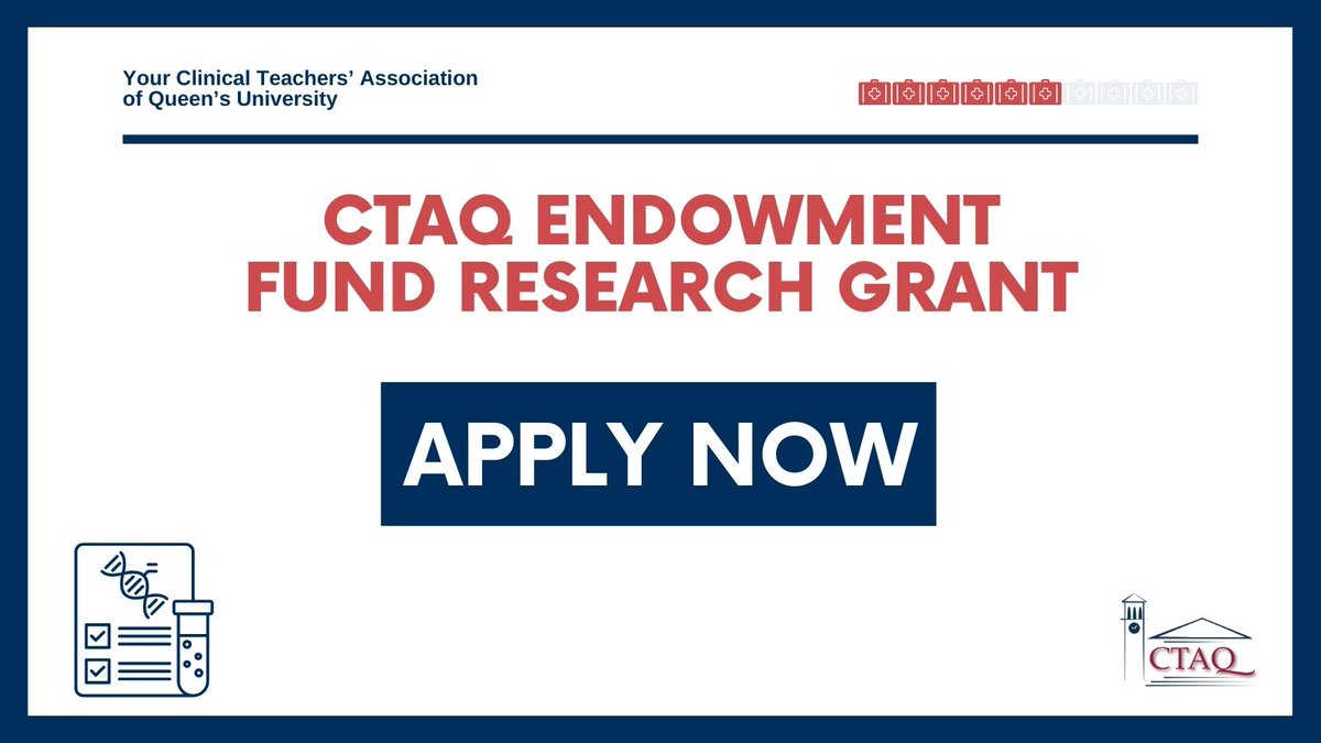 We're excited to announce the CTAQ Endowment Fund Research Grant applications are now OPEN!

If you are a SEAMO-funded physician in good standing with CTAQ, you can apply now ✅

*Deadline is April 30*

Email ctaq@queensu.ca for the grant terms of reference and application form!