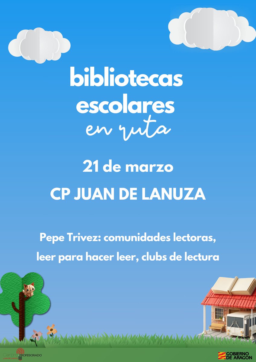 📚Hoy tenemos la última parada de la ruta de #bibliotecasescolaresenruta con @PepeTrivez hablando de comunidades lectoras, leer para hacer leer y clubs de lectura en @cpjuandelanuza ¡Os esperamos!