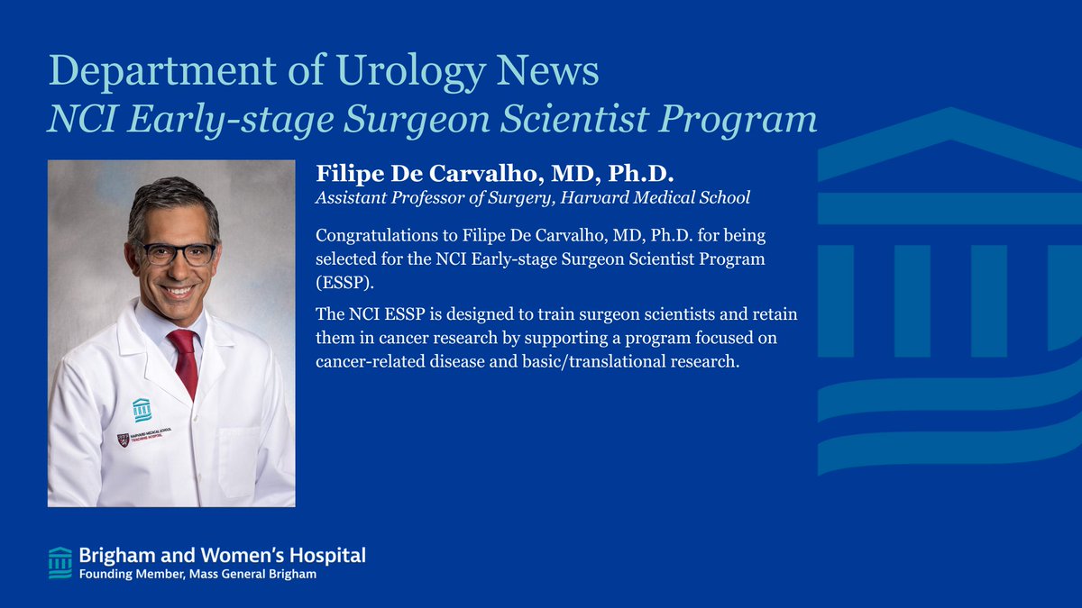 Join us in congratulating @CarvalhoFilipeL for receiving the @theNCI Early Stage Surgeon Scientist Program award!