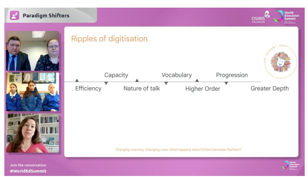 @MrsShirley8 sharing the real-life, classroom experience benefits of the appropriate use of digital as part of an effective learning and teaching strategy @WorldEdSummit Seeing the ripples of digitisation making a big impact on the quality of learning