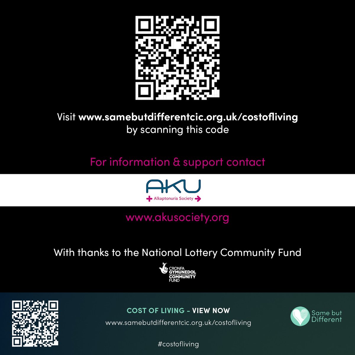 There are many people affected by #raredisease & #disabilities who are struggling with the #costoflivingcrisis, which is why, working alongside partners such as the @AKUSociety we’ve created a brand new info resource to help you at this challenging time: samebutdifferentcic.org.uk/costofliving