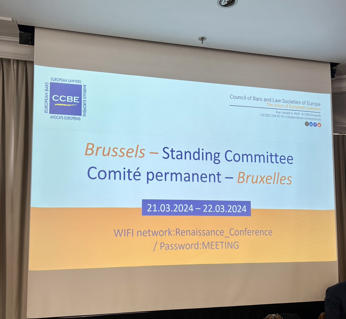 CCBEinfo's tweet photo. #CCBEStandingCommittee in Brussels: European elections, EU’s e-Justice Strategy, European Judicial Training report and digital transition of justice, Anti-Money Laundering, proposed Regulation on the protection of vulnerable adults are among the topics on the agenda. https://t.co/7CVvrE2U4j
