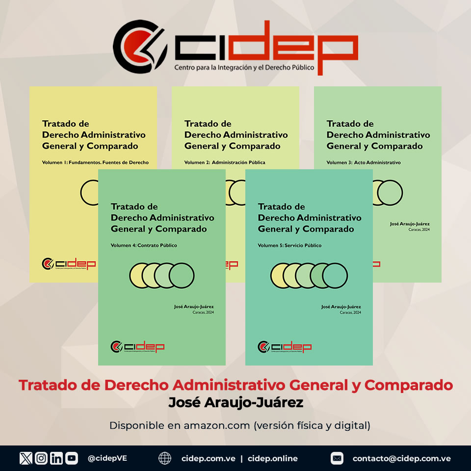 idpUCV's tweet photo. De la mano del profesor José Araujo Juárez, quien ha sido destacado miembro de nuestro consejo técnico, acaba de publicarse el "Tratado de Derecho Administrativo General y Comparado", con el auspicio de @cidepVE. https://t.co/a65Q6YsrQz