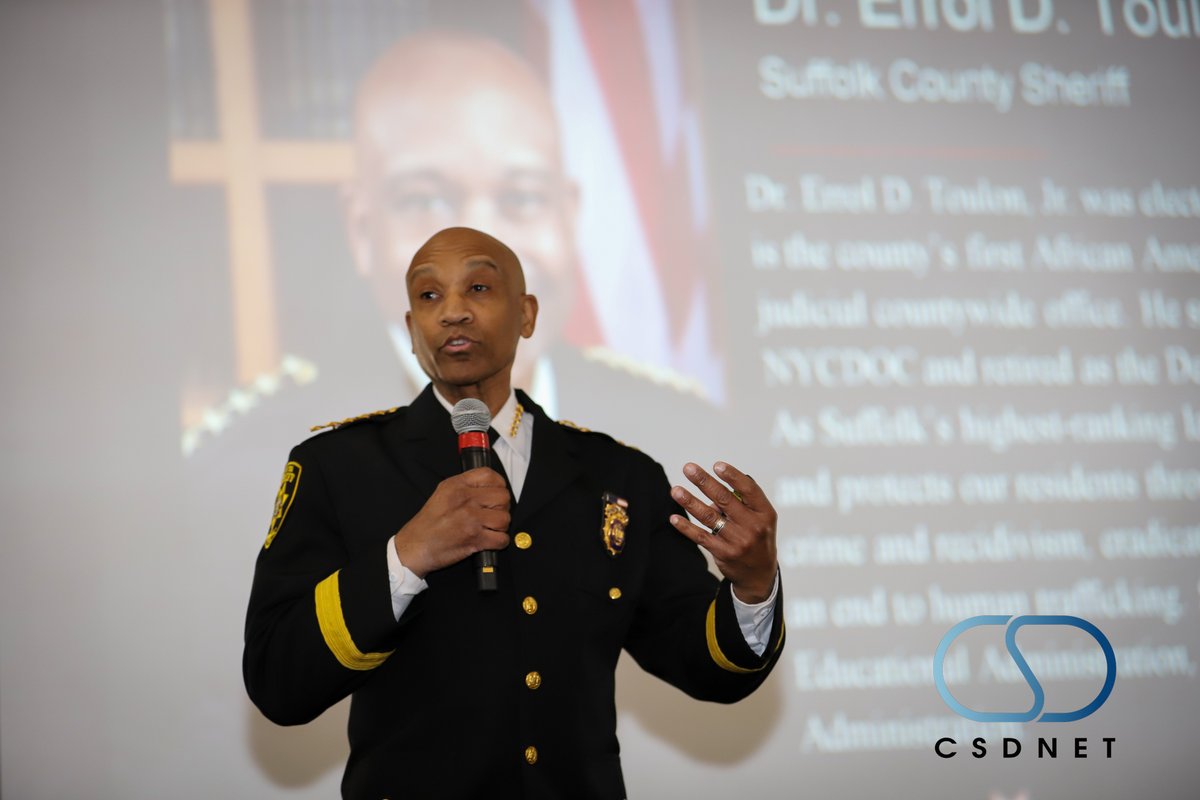 CSDNET's tweet photo. We're here at the Huntington Hilton for the 8th Annual Long Island-NYC School Safety Conference.  Suffolk County Sheriff Dr. Errol Toulon, Jr starts us off!  #csdnet @Suffolk_Sheriff #schoolsafety https://t.co/YklIB1zaay