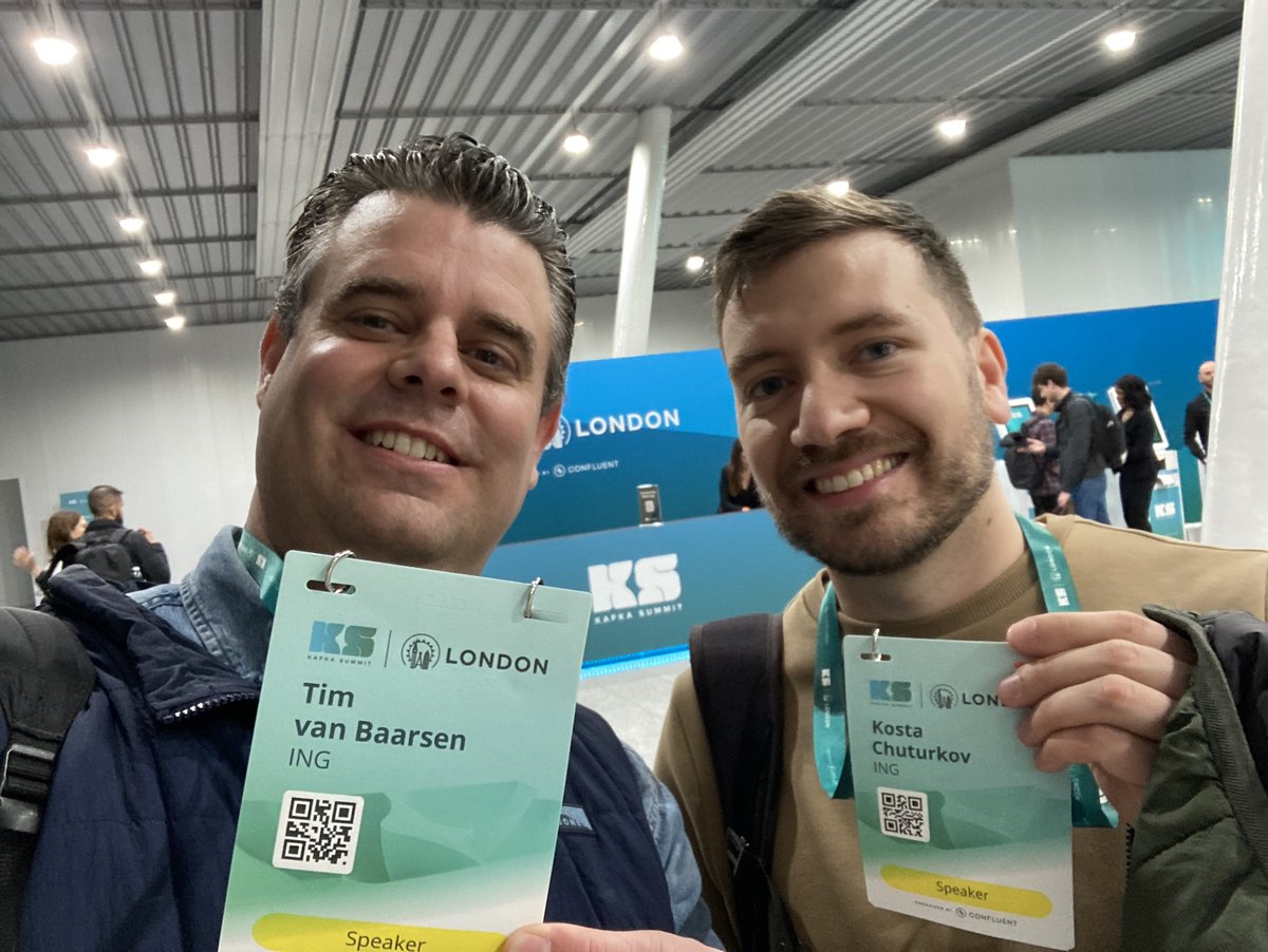 TimvanBaarsen's tweet photo. It was great to deliver our talk: 

‘Evolve your schemas in a better way! A deep dive into Avro schema compatibility and Schema Registry’ 

together with Kosta Chuturkov at the #KafkaSummit 2024 in London.

📕 Slides: https://t.co/8uvowJMGQ7

💾 Code: https://t.co/UXnaNruC2i https://t.co/cBz13fjB19