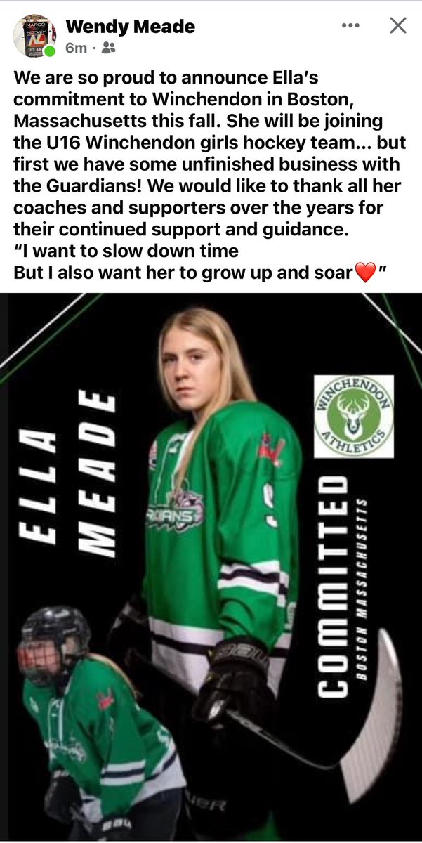 Congrats to our very own Ella Meade on committing to the Winchedon girls hockey team in Boston! Go Ella! @DJHLnews @PmhaWarriors