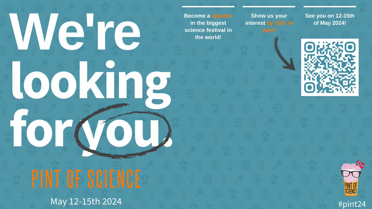 Pint of Science Norway (@pintofscienceno) on Twitter photo 📣📣We are recruiting speakers!! If you love science and have a cool project to share, join us. We need you in #oslo #bergen #tromsø #trondheim for the next festival this 12-15th of May #pint24 #science #SciComm 🍻🔭🔬🧬🥼 LINK➡️➡️ lnkd.in/d4kNX9YM <a href="/pintsworld/">Pint of Science World</a> 📣📣We are recruiting speakers!! If you love science and have a cool project to share, join us. We need you in #oslo #bergen #tromsø #trondheim for the next festival this 12-15th of May #pint24 #science #SciComm 🍻🔭🔬🧬🥼 LINK➡️➡️ lnkd.in/d4kNX9YM <a href="/pintsworld/">Pint of Science World</a>