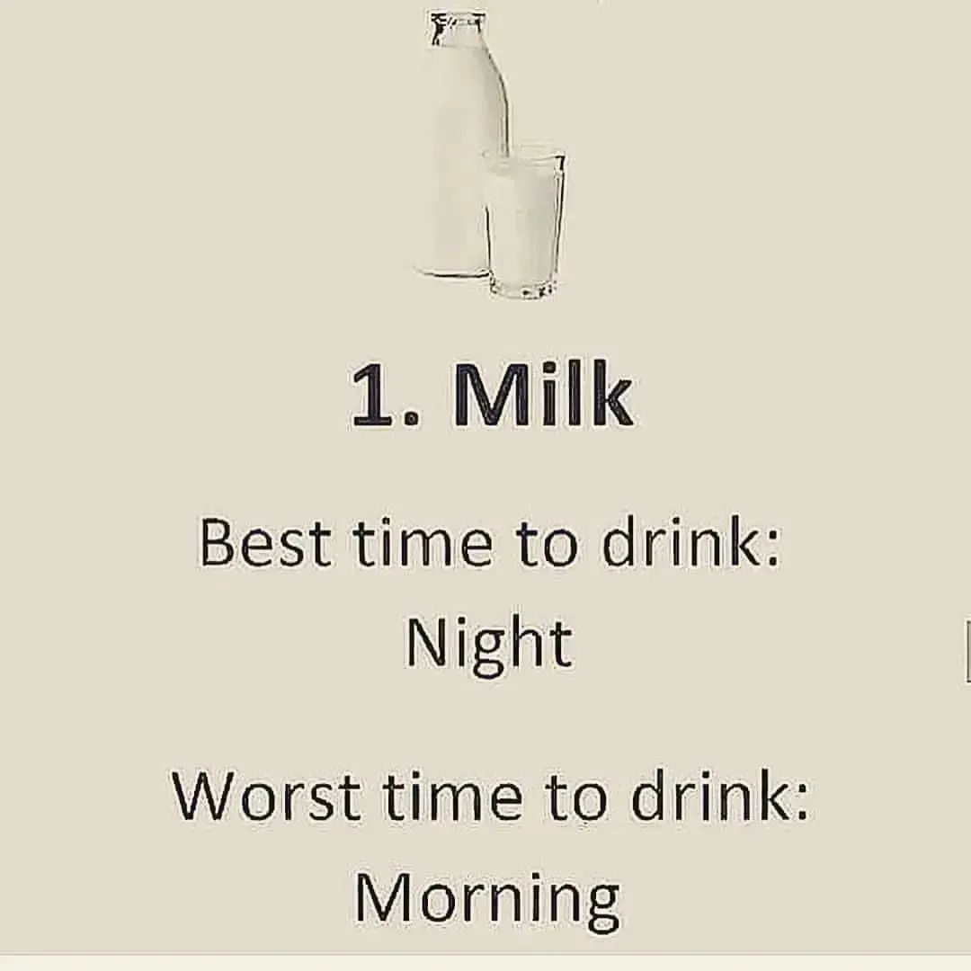 Best time to eat your foods... 

1. Milk