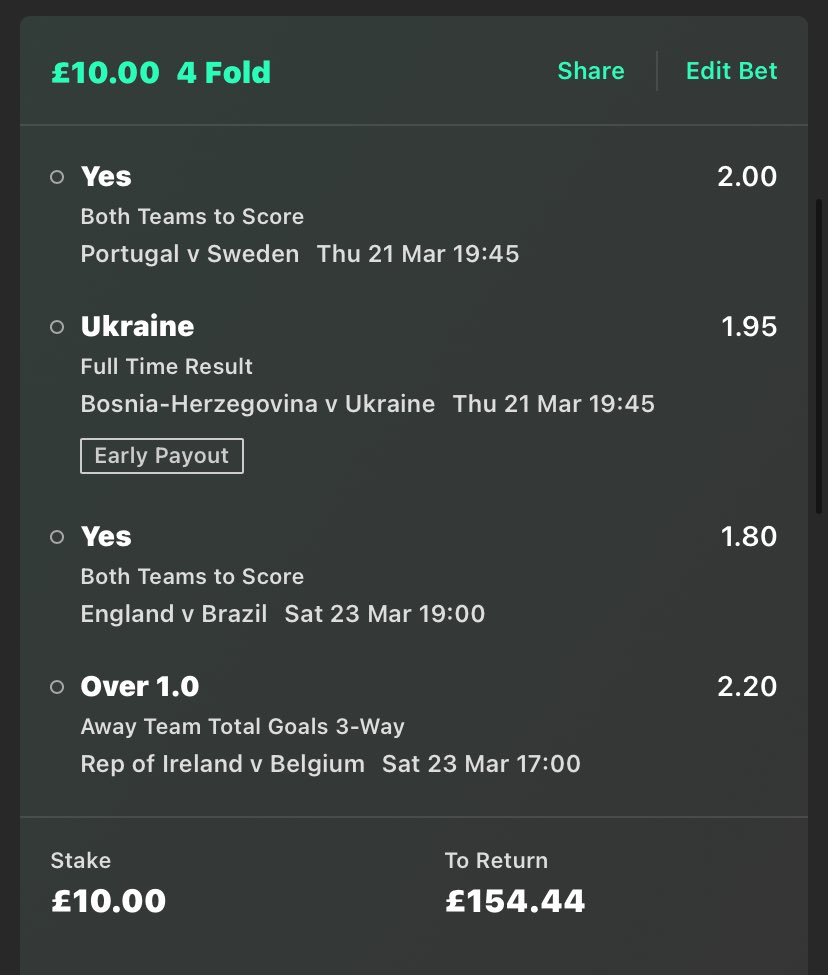 BallTingleBets's tweet photo. INTERNATIONAL BREAK BETS 😍

Some absolute goldmines and great value over the next few days DON’T MISS OUT 🤑🤑🤑

#footballbets #internationalfootball https://t.co/KvWkilk282