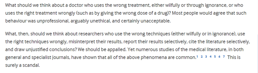 30 years later, & the scandal is still there.... (and not just in medical research). Almost unbelievable From Altman BMJ 1994; 308 doi: doi.org/10.1136/bmj.30…… (Published 29 January 1994)