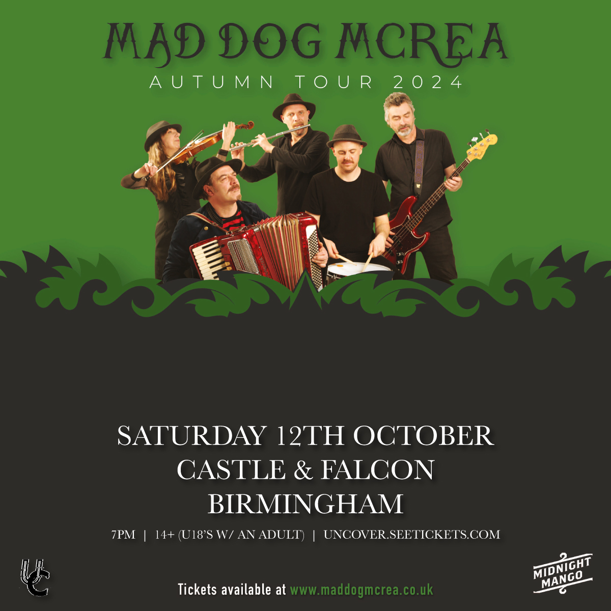 NEW SHOW 💙 @MadDogMcrea are set to return to The @CastleandFalcon with their unique mixture of folk rock, pop, gypsy jazz and bluegrass on Saturday, 12th October 💥 Tickets on sale now: bit.ly/3VrJVGQ