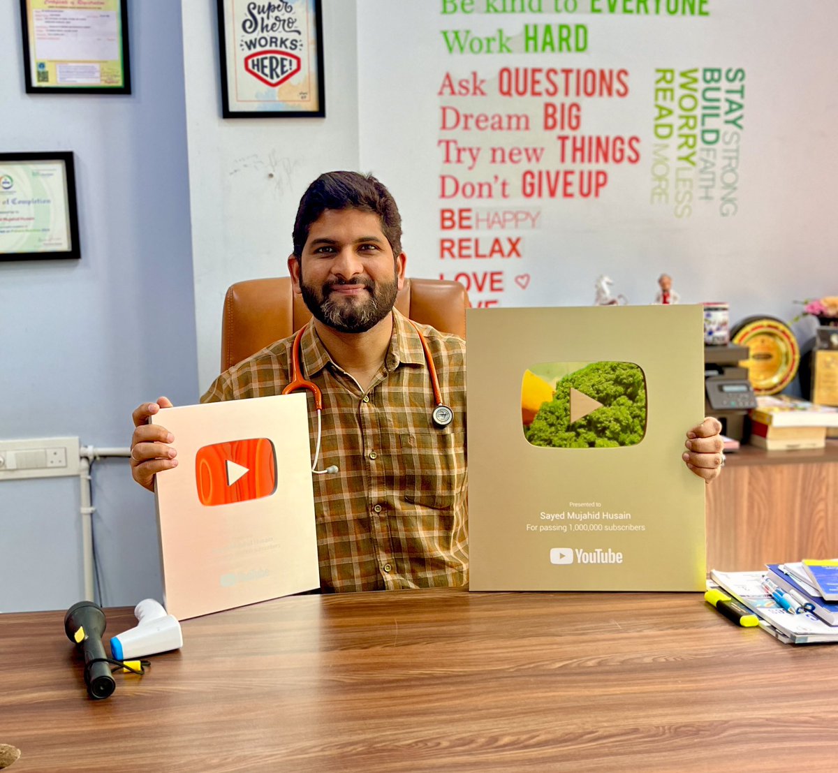 Thank you so much <a href="/YouTube/">YouTube</a> for this awesome reward, gratitude upheld!😁❤️💐 #lovemywork #Thankful #grateful #goldplaybutton #humbled