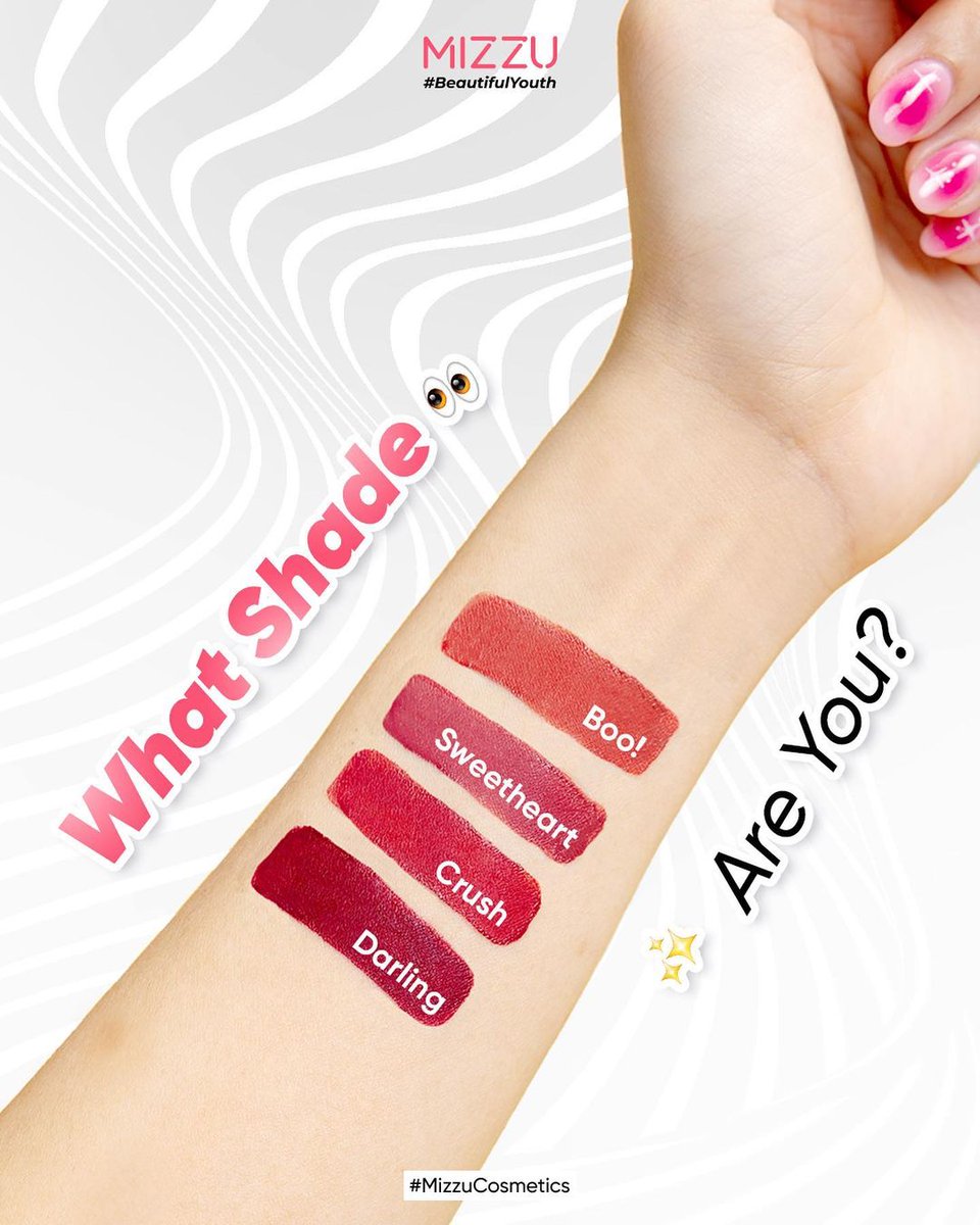 MizzuCosmetics's tweet image. Ini dia nih keempat shades dari Gotchu Lipstain, a hydrating, transferproof and longlasting lipstain🌷💗

Reply shades favorite kamu dong, Mizzugang! 

#lipstain