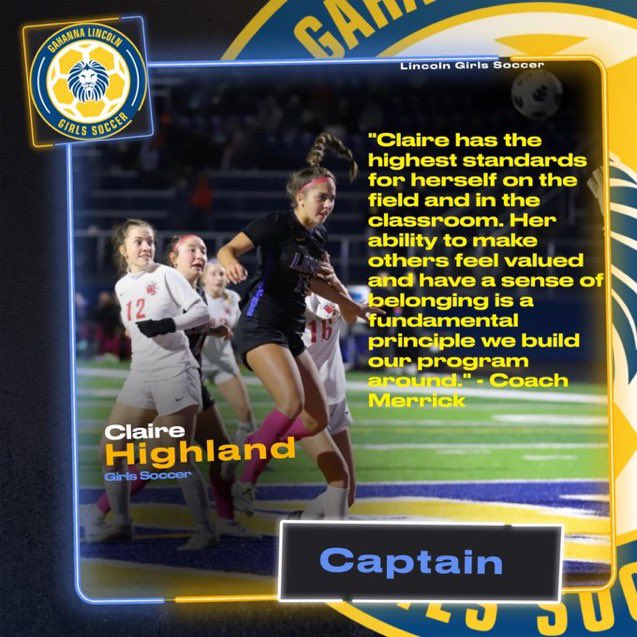 glhswomensoccer's tweet photo. Congrats to our captain Claire Highland!! https://t.co/9M0dMPvaYc