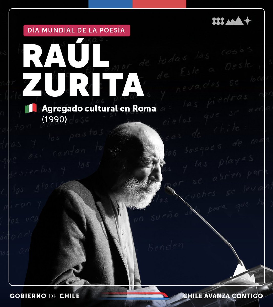 La diplomacia cultural es uno de los pilares de la diplomacia pública de Chile. Por esto, en el #DíaMundialDeLaPoesía, destacamos a aquellos poetas que también se han desempeñado en la diplomacia, representando a nuestro país a través de su labor pública y su arte. 🇨🇱📝