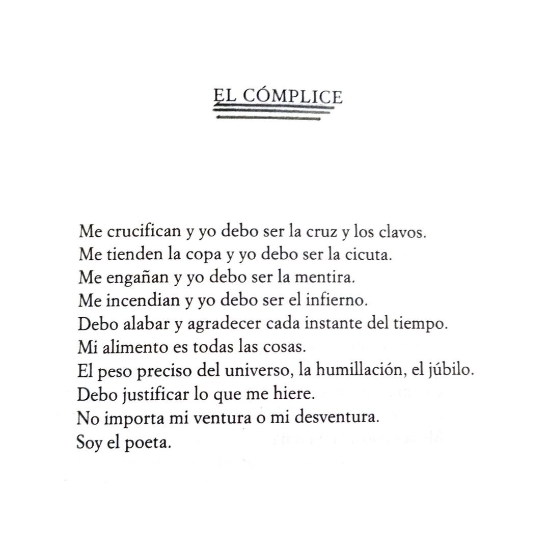 pidoelsilencio's tweet photo. En el día mundial de la poesía un poema de Borges que para mí sintetiza todo: debo justificar lo que me hiere. https://t.co/dgQAxkwZYy