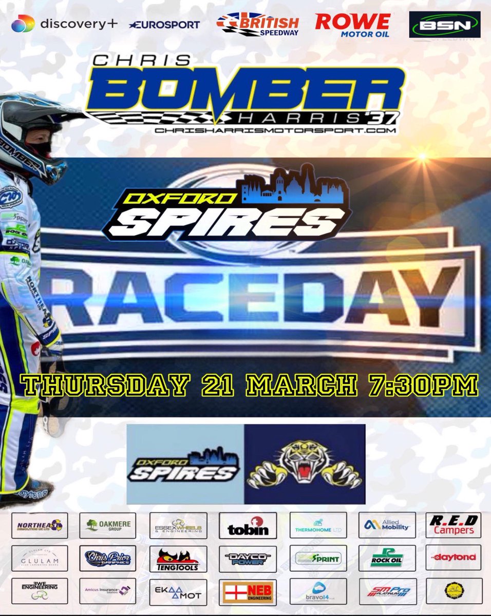 🚨 IT’S RACEDAY 💣🙌🏻

⏲️ Tapes-up, 7.30pm
🎟️ oxfordspeedway.club/tickets

#chrisbomberharris #chrisharris #bomber #37 #britishspeedway #speedway #żużel #OxfordSpeedway