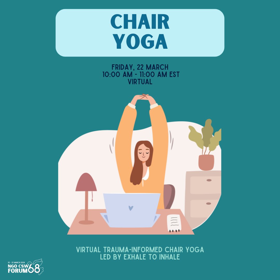 Our friends @exhale2inhale will be hosting a virtual trauma-informed chair yoga session tomorrow Friday, 22 March! Visit ngocsw.org/event/chair-yo… to register & join Exhale to Inhale tomorrow 🗓 3/22 📍Virtual ⏰ 10 am - 11 am EST
