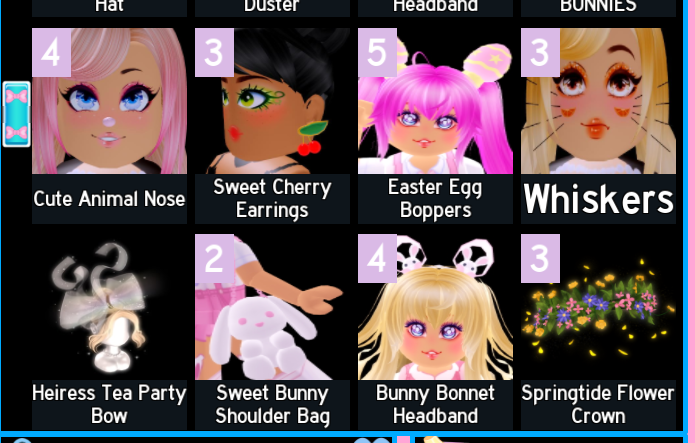 trading easter items! 

OFFER/NYP!

NLF OTHER GAME OFFERS
#royalehigh #royalehightrades #royalehightradings #RoyaleHigh #royalehighhalos #royalehighselling #royalehighoffer #royalehightrader #royalehightraders