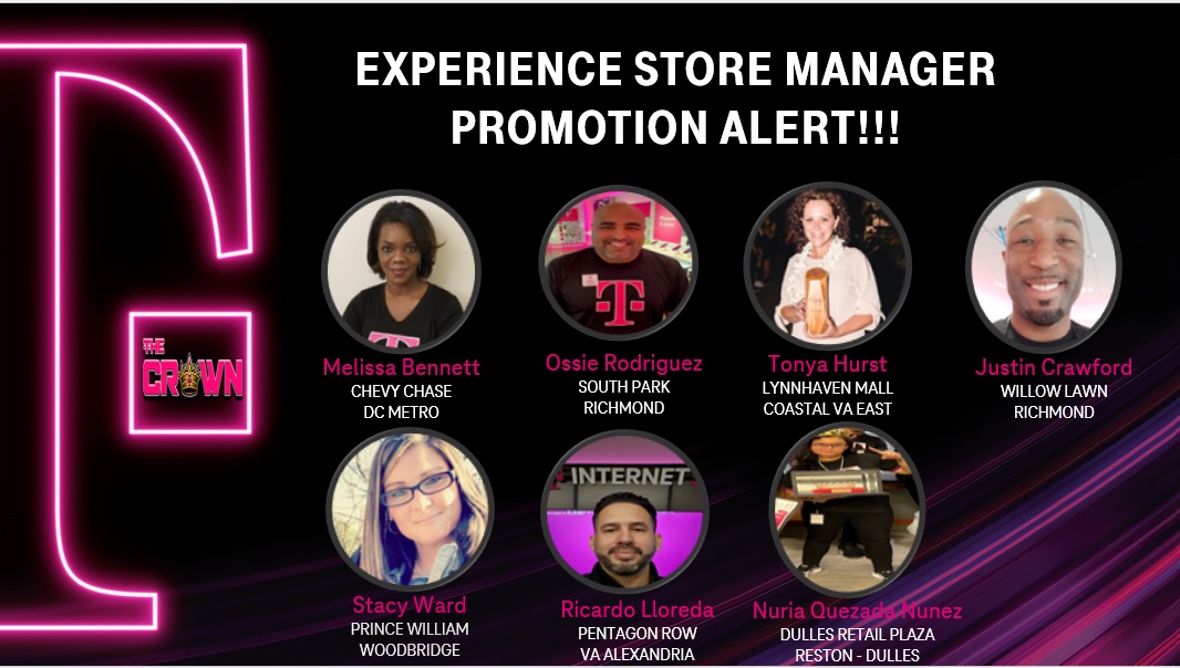 EB (@sellphones4) on Twitter photo Team, please join me in congratulating our 7 Experience Store Managers!!! They will be doing BIG things here in GREATER DC!!! 👏 👏 👏 #TheCrown👑💕  #AllGasNoBrakes #BestExperience Team, please join me in congratulating our 7 Experience Store Managers!!! They will be doing BIG things here in GREATER DC!!! 👏 👏 👏 #TheCrown👑💕  #AllGasNoBrakes #BestExperience